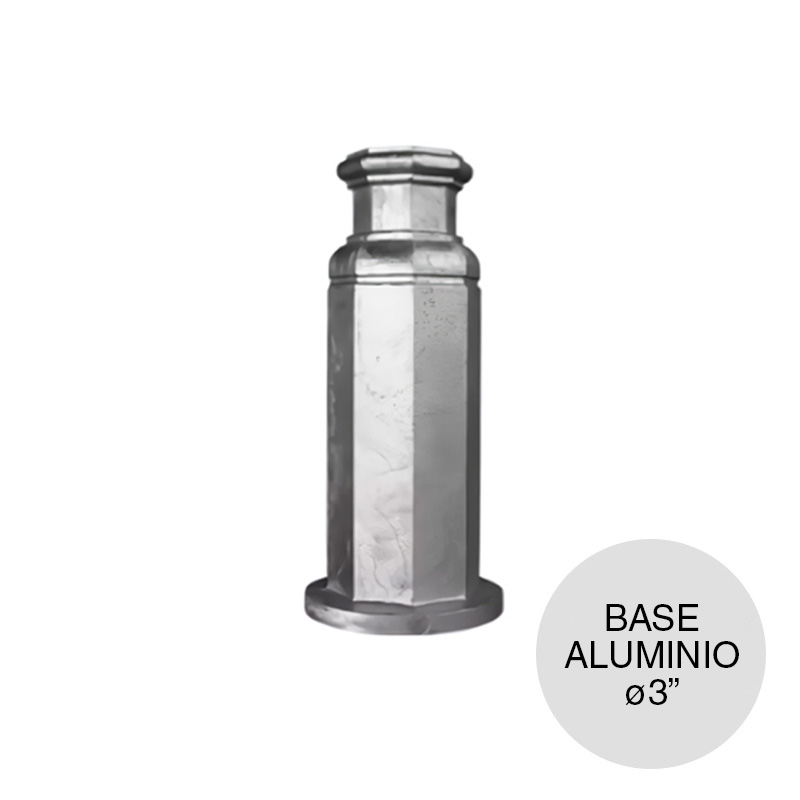 Base columna p/caño ø 3" aluminio 179mm x 415mm