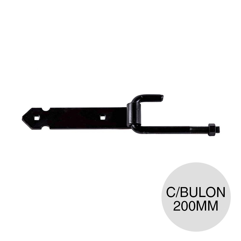 Bisagra c/bulon p/poste planchuela hierro 200mm