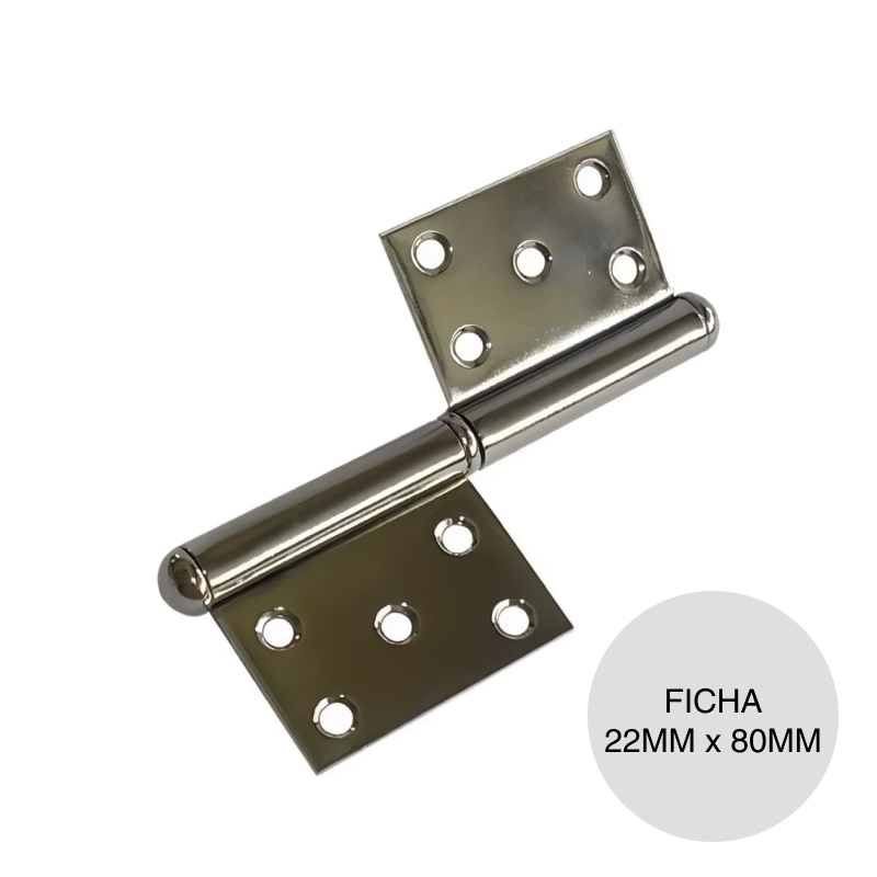Bisagra ficha carpintero p/atornillar zincada 22mm x 80mm