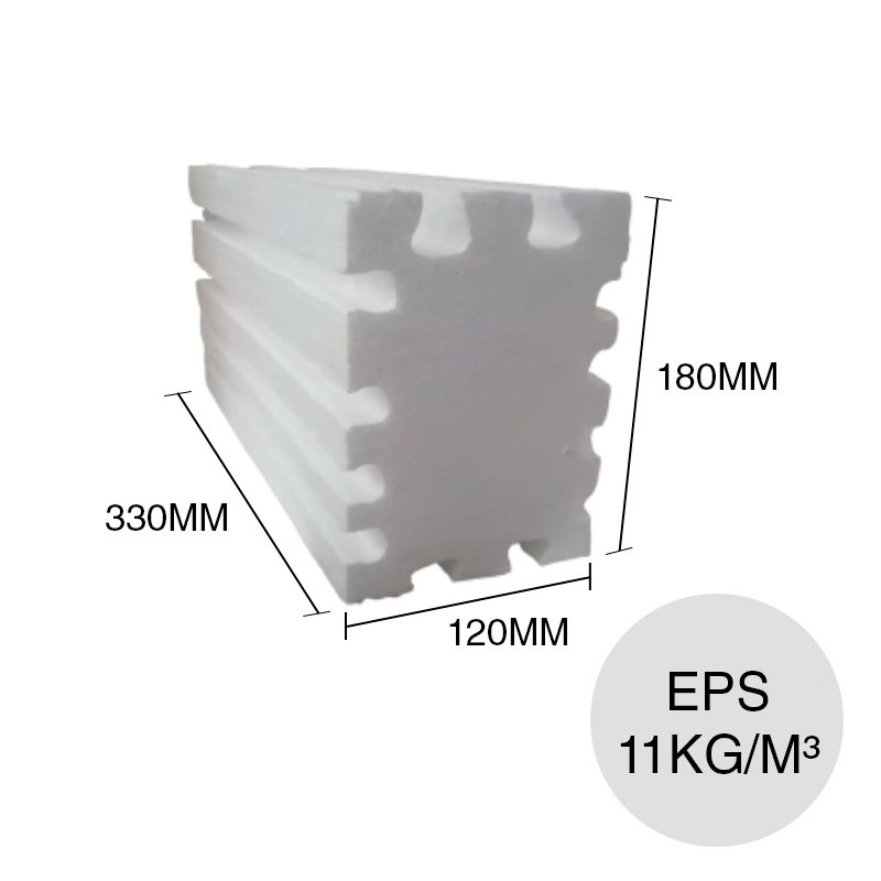 Bloque aislante EPS densidad 11kg/m³ 120mm x 180mm x 330mm