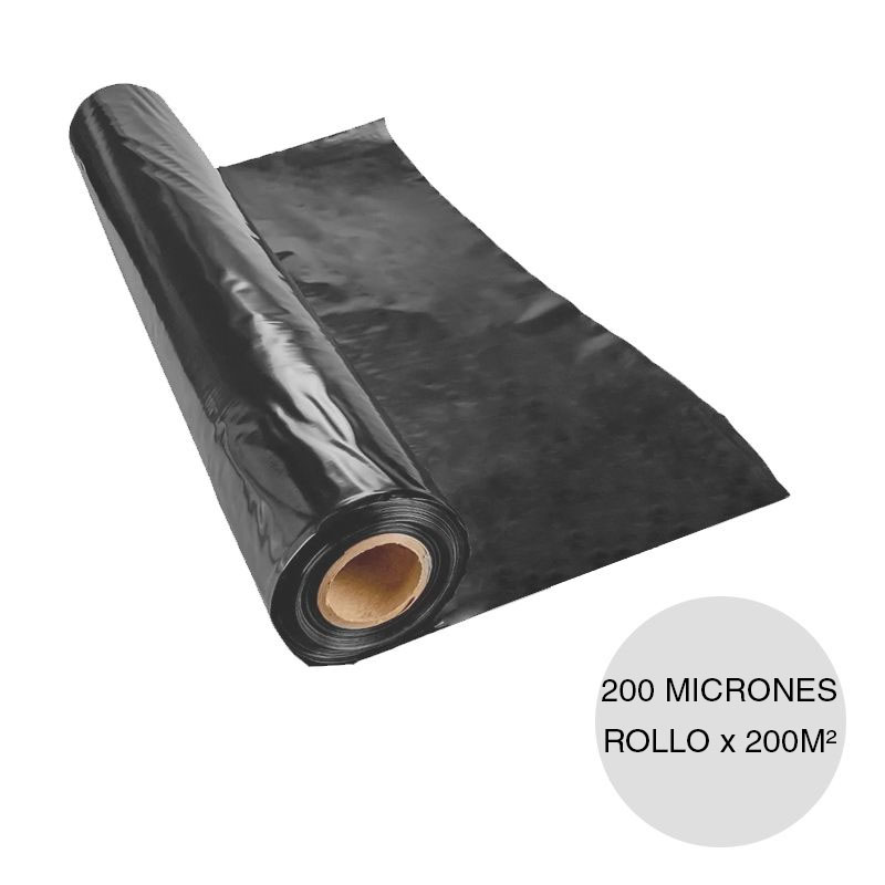 Film polietileno impermeabilizante barrera corta vapor 200 micrones 4m x 50m rollo x 200m²