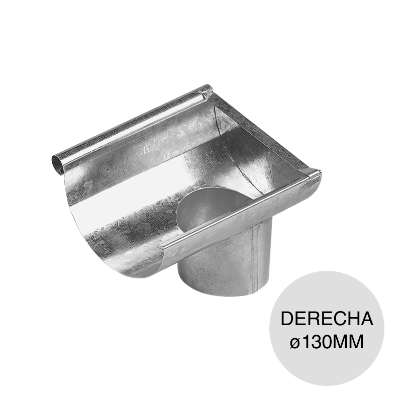 Boqueta derecha media caña zingueria chapa galvanizada ø 130mm
