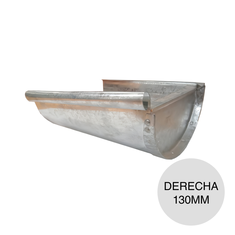 Cabecera derecha media caña chapa galvanizada 130mm