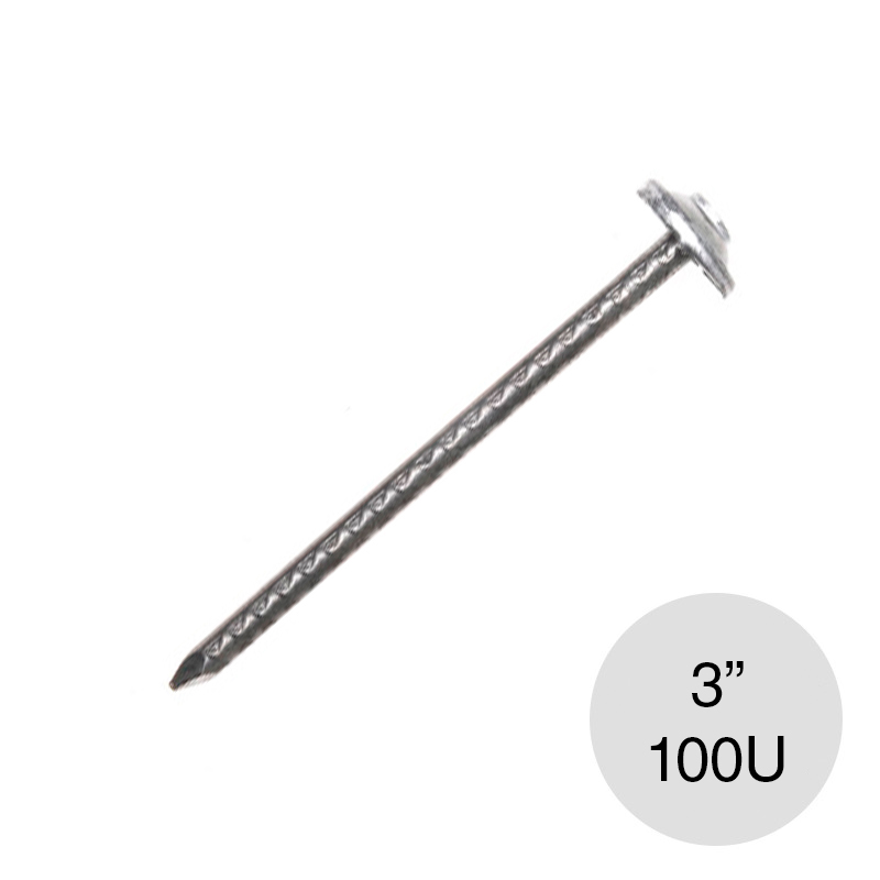 Clavo acero cabeza de plomo 3" bolsa x 100u