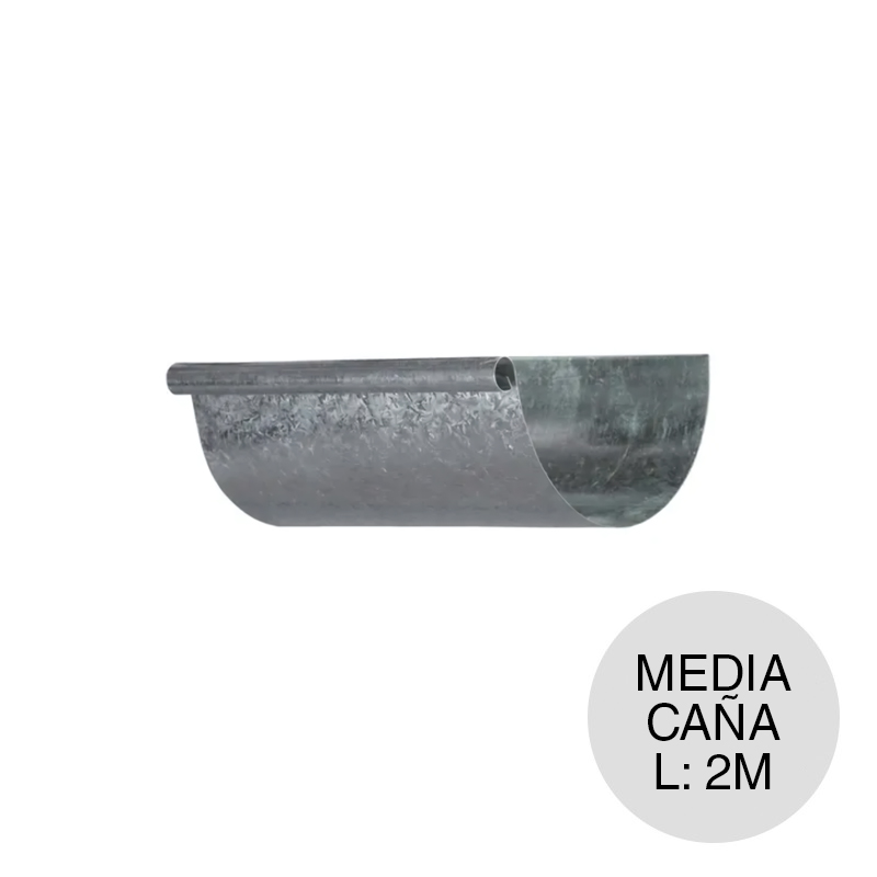 Canaleta media caña chapa galvanizada 130mm x 2m
