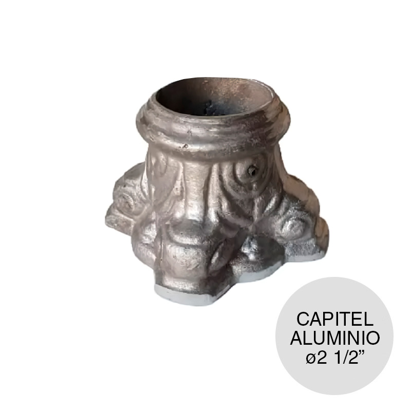 Capitel base columna cuadrada p/caño ø 2 1/2" aluminio 100mm x 100mm