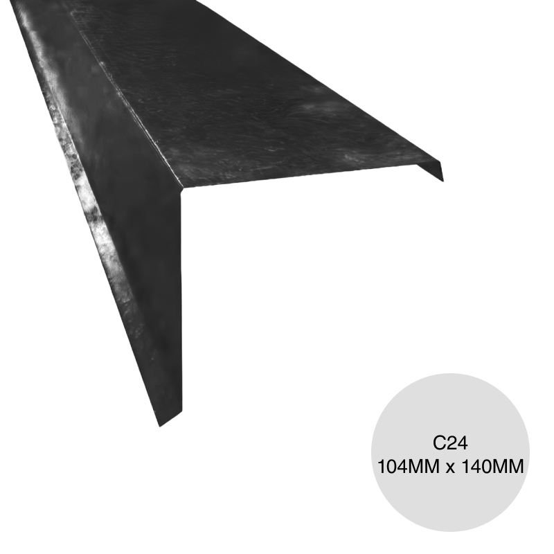 Cenefa chapa C24 prepintada negro 104mm x 140mm x 2.44m