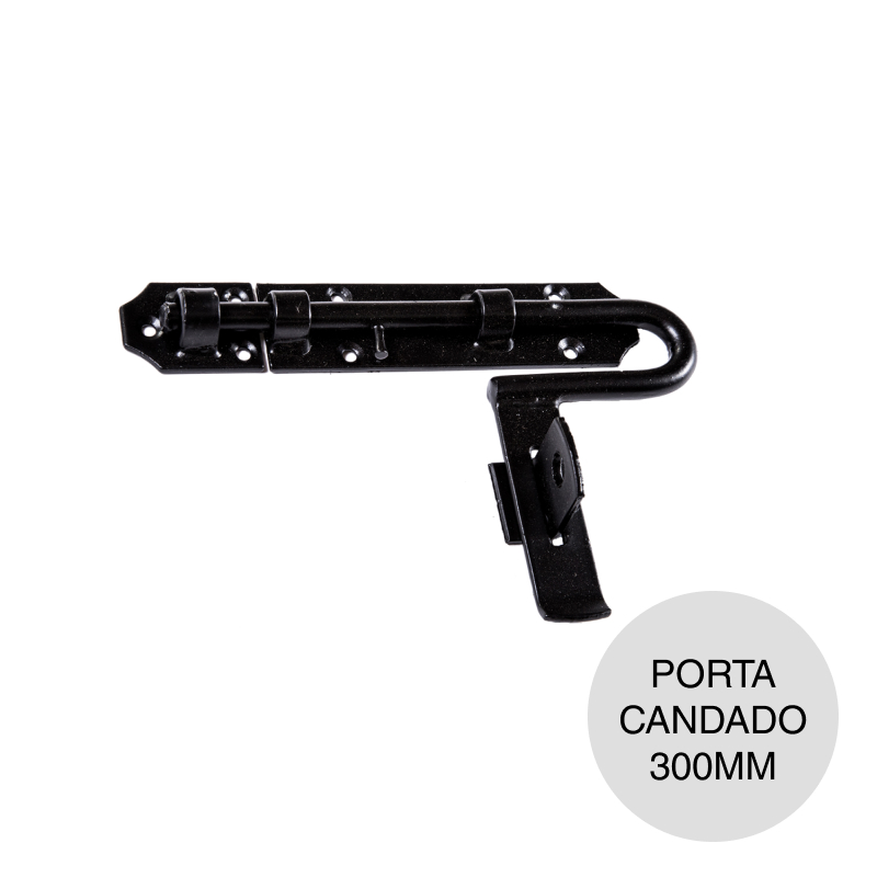 Cerrojo pasador c/porta candado hierro forjado 300mm
