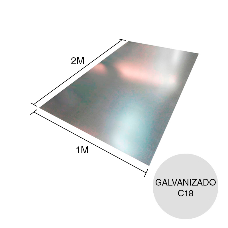 Chapa lisa acero galvanizado obras civiles C18 1.24mm x 1m x 2m