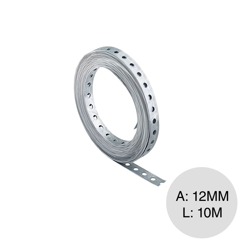 Cinta perforada galvanizada 0.7mm x 12mm x 10m