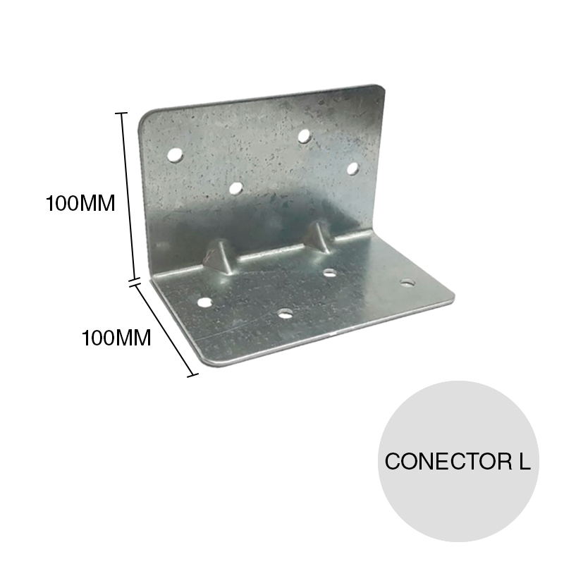 Conector steel framing galvanizado angular L 90° 1.2mm x 100mm x 100mm