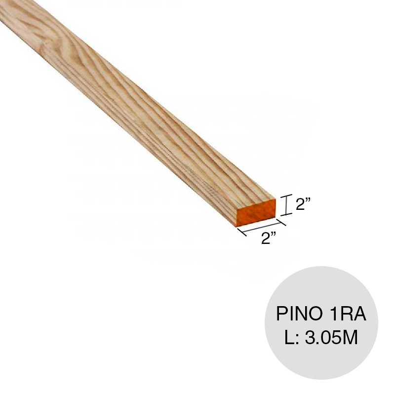 Clavador Pino eliottis cepillada 1ra 2" x 2" x 3.05m