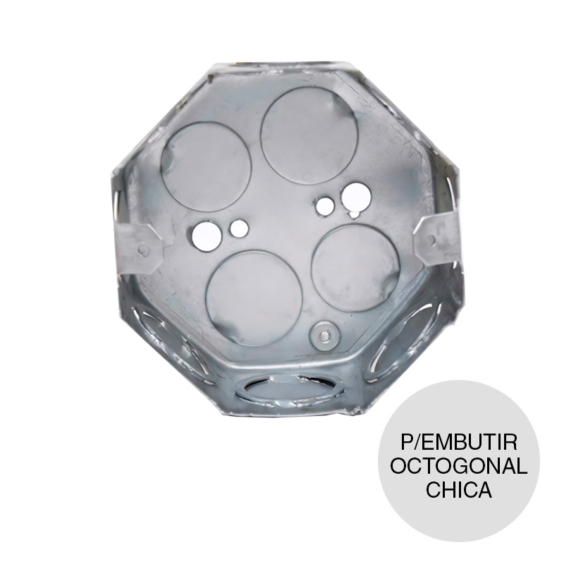 Caja embutir octogonal chica N°20 chapa galvanizada 50mm x 80mm x 80mm