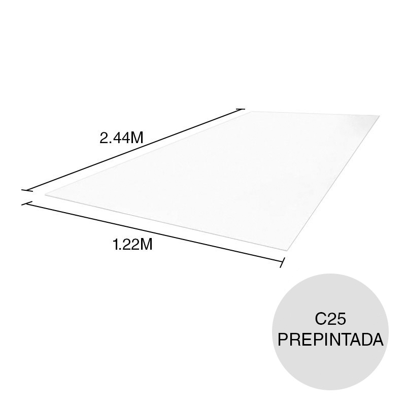 Chapa lisa C25 prepintada blanco 1.22m x 2.44m x 0.50mm