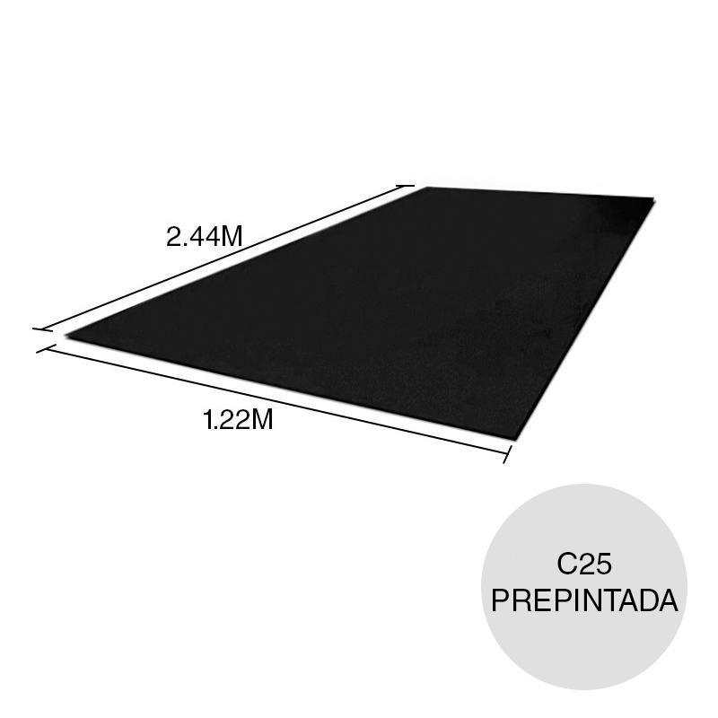 Chapa lisa C25 prepintada negro 1.22m x 2.44m x 0.50mm