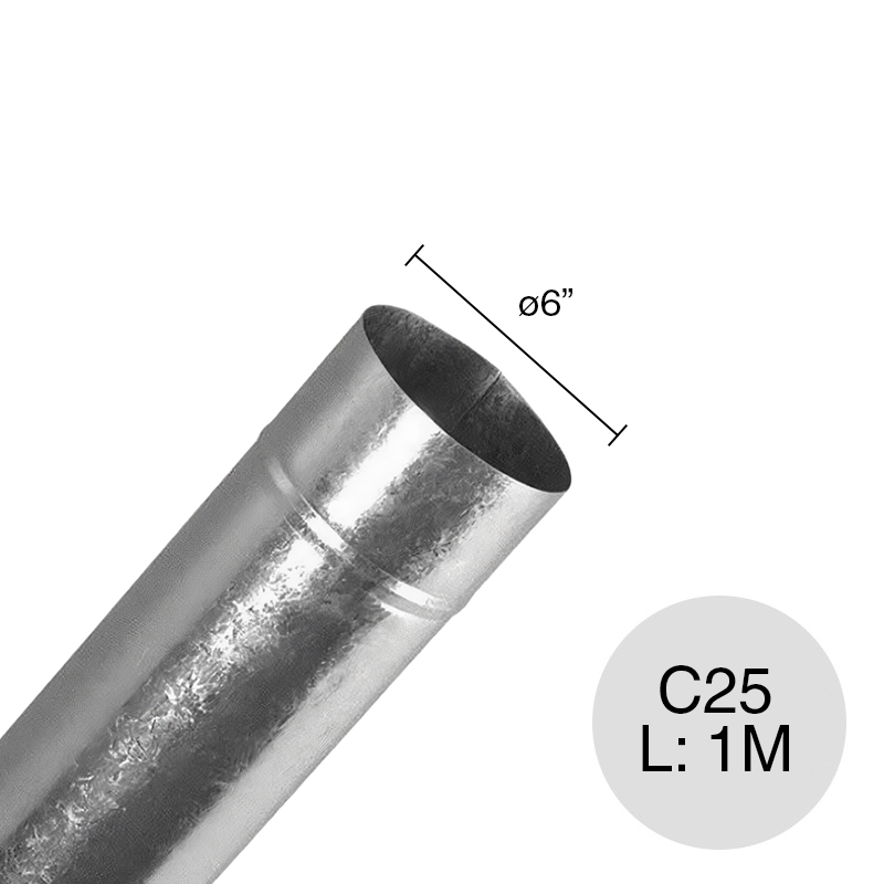Caño redondo chapa galvanizada C25 0.5mm x ø 6" x 1m