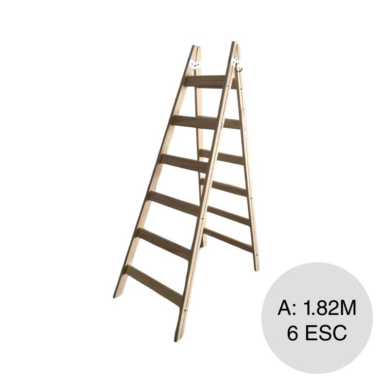 Escalera pintor madera 6 escalones altura x 1.82m