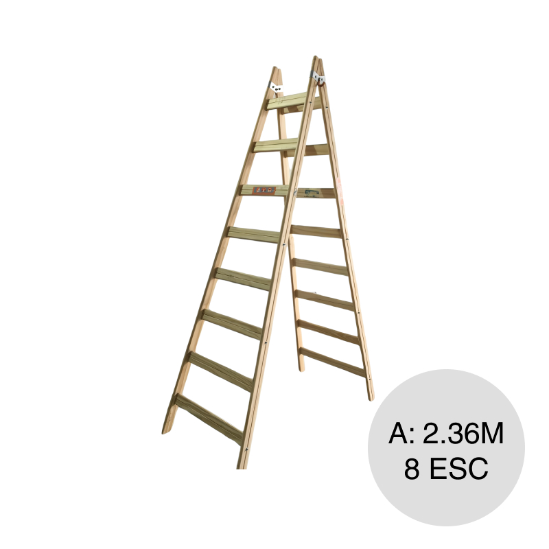 Escalera pintor madera 8 escalones altura x 2.36m