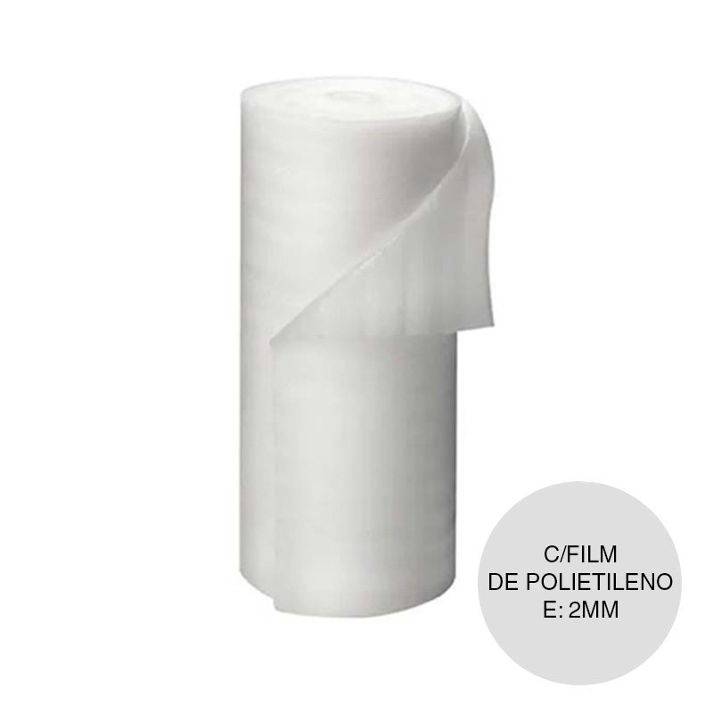 Aislante termico hidrofugo espuma polietileno c/film polietileno 2mm x 1m x 20m rollo x 20m²