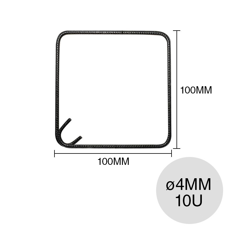 Estribo hierro construccion ø 4mm x 100mm x 100mm pack x 10u