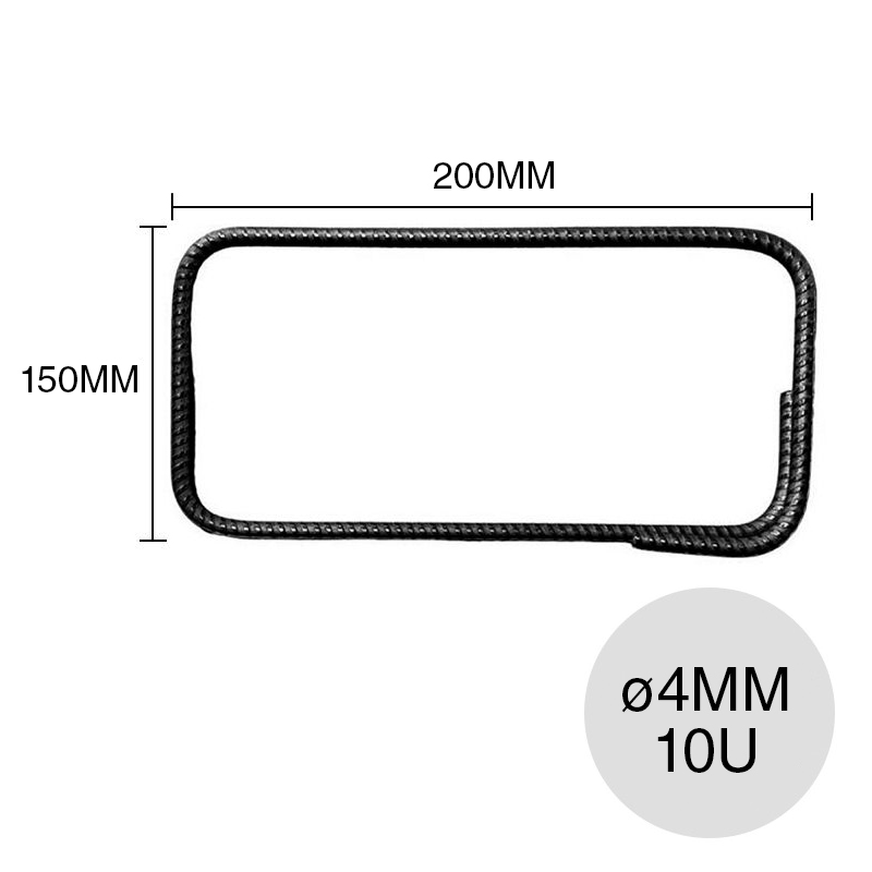 Estribo hierro construccion ø 4mm x 150mm x 200mm pack x 10u