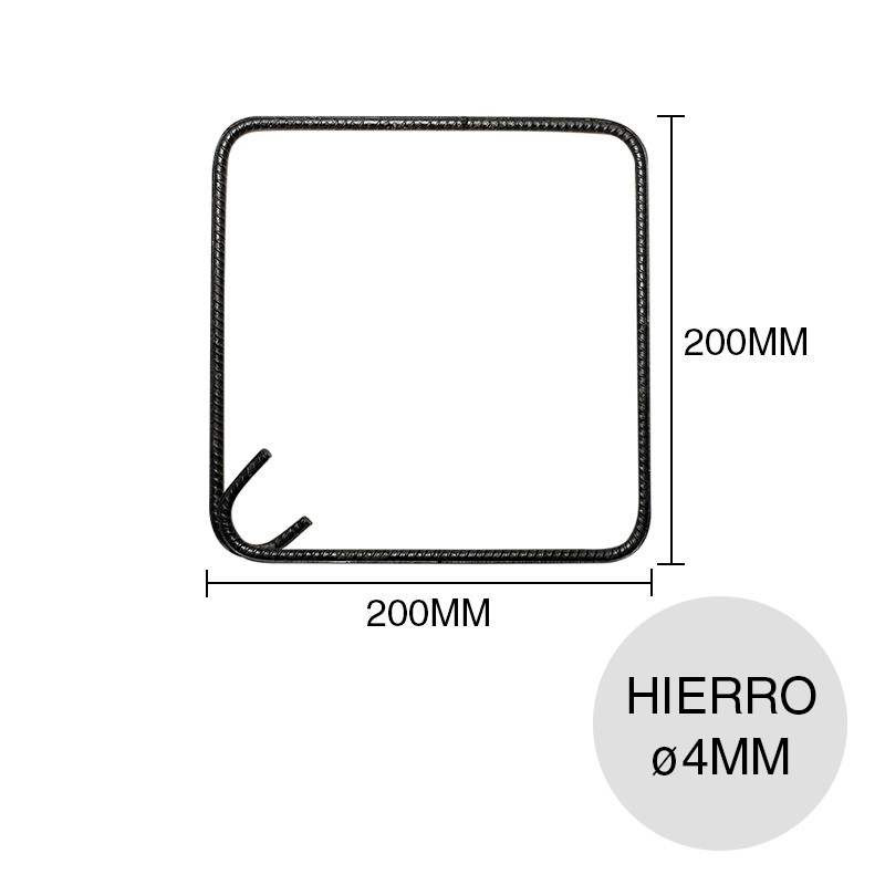 Estribo hierro construccion ø 4mm x 200mm x 200mm