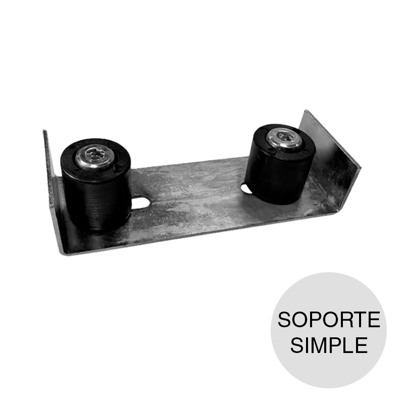 Soporte simple 2 rodillos ø 38mm hierro/polipropileno 60mm x 175mm