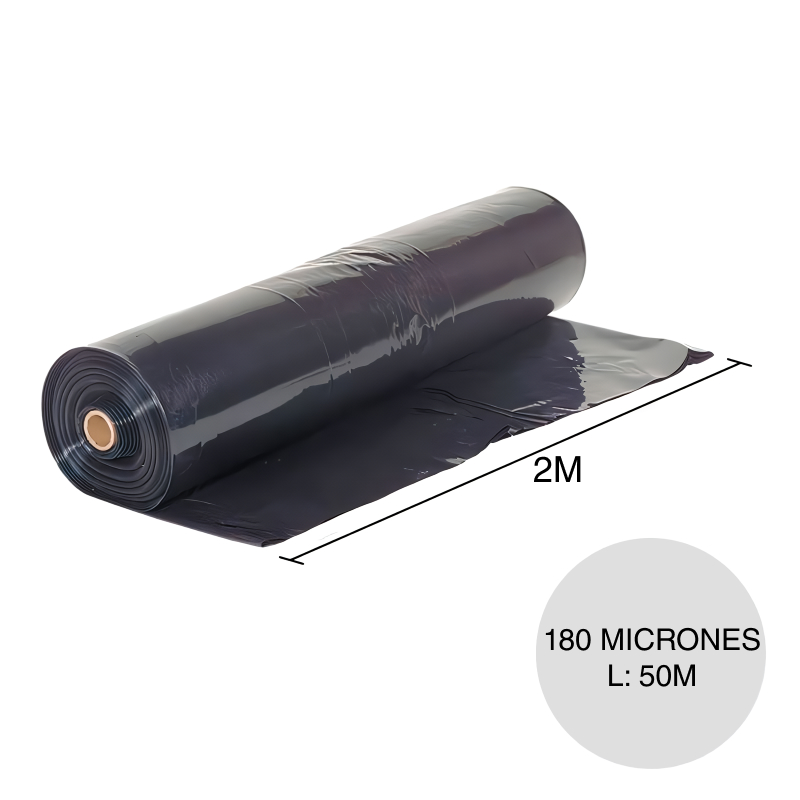 Film impermeabilizante polietileno 180 micrones negro 2m x 50m rollo x 100m²