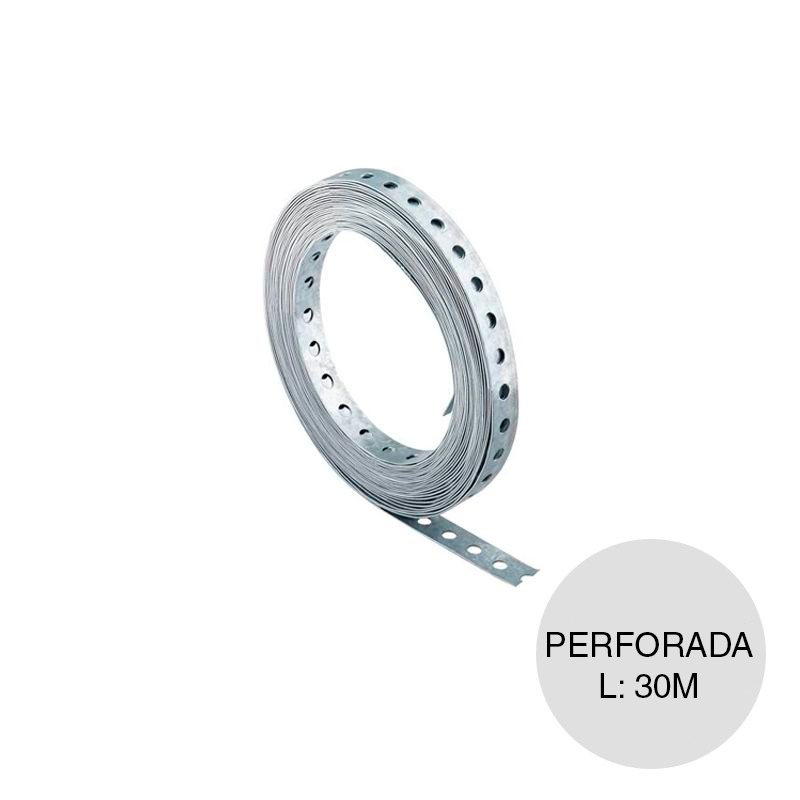 Fleje cinta perforada acero galvanizado 0.5mm x 19mm rollo x 30m