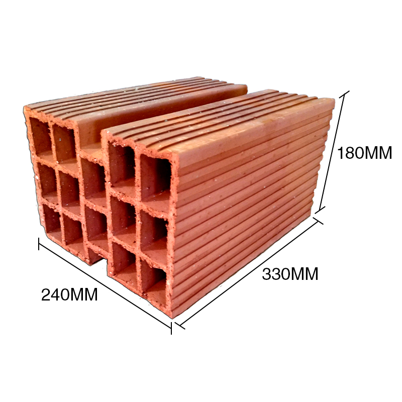 Ladrillo doble muro 24 ceramico hueco no portante 14 tubos 180mm x 240mm x 330mm pallet x 72u