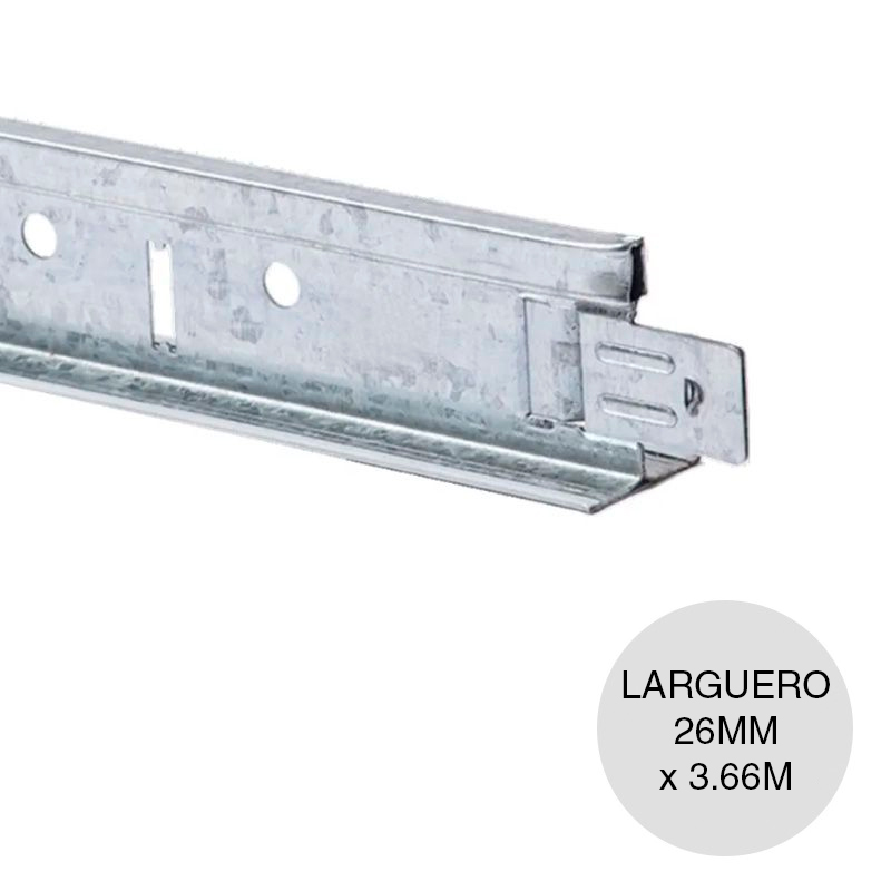 Perfil cielorraso desmontable galvanizado T larguero 26mm x 3.66m