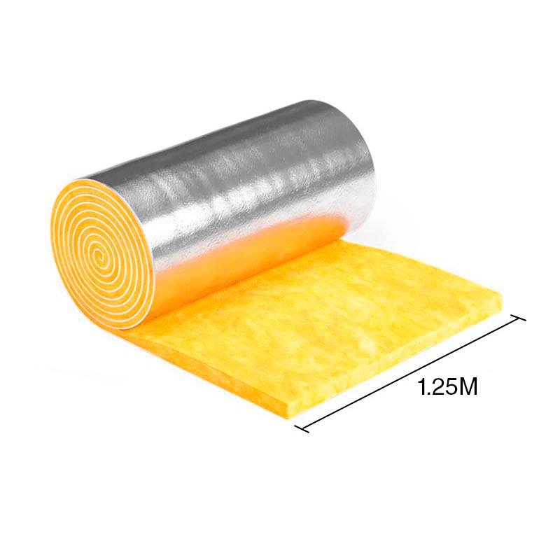 Aislante termico lana de vidrio aluminio liso 50mm x 1.25m x 16m rollo x 20m²