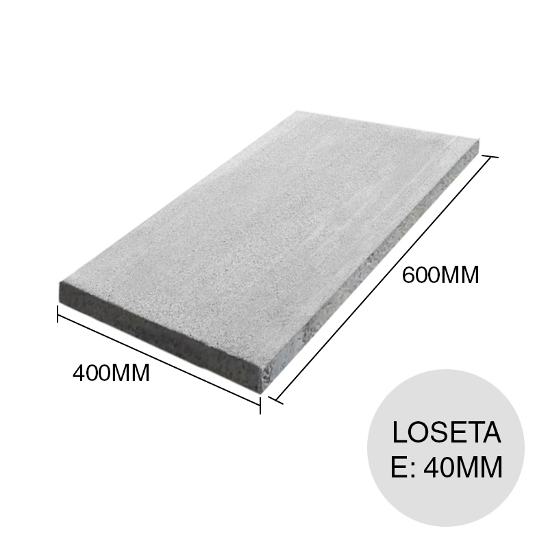 Loseta hormigon liso 40mm x 400mm x 600mm