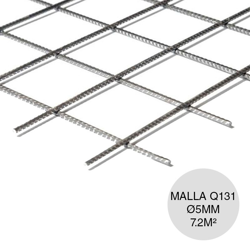 Malla acero Q131 mini ø 5mm armadura resistente separacion 150mm x 150mm medidas 2.40m x 3m x 7.2m²
