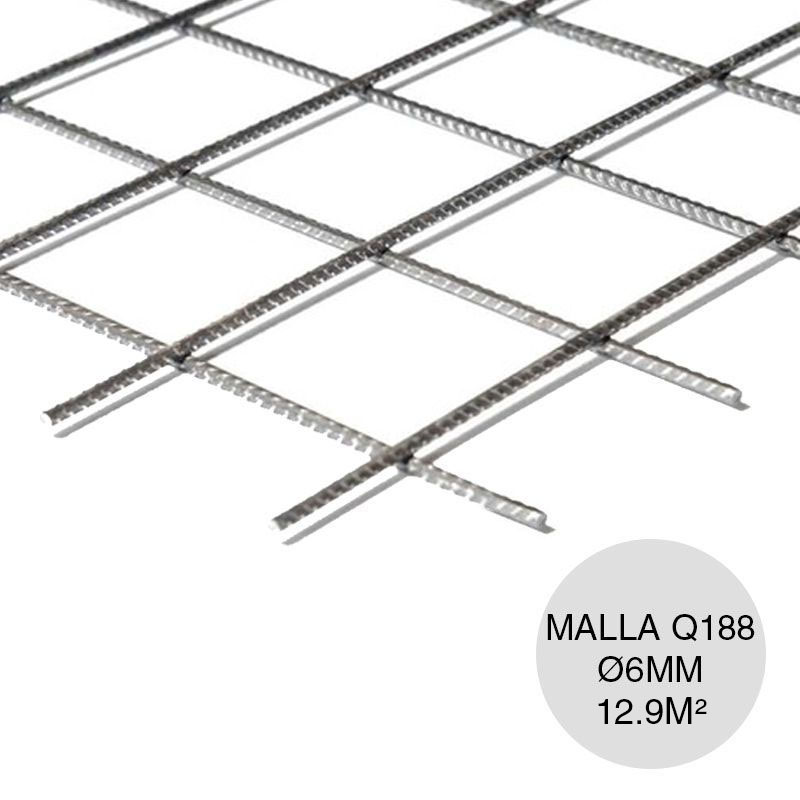 Malla acero Q188 maxi ø 6mm armadura resistente separacion 150mm x 150mm medidas 2.15m x 6m x 12.9m²