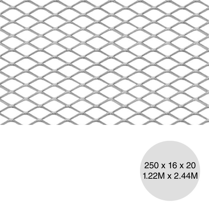 Metal desplegado pesado 250 x 16 x 20 x 4kg/m² hoja 1.22m x 2.44m