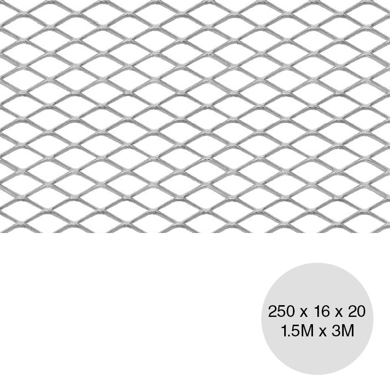 Metal desplegado pesado 250 x 16 x 20 x 4kg/m² hoja 1.50m x 3m