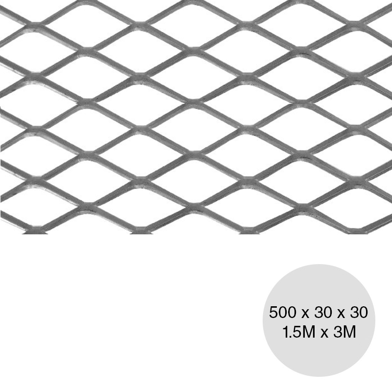 Metal desplegado pesado 500 x 30 x 30 x 6.5kg/m² hoja 1.5m x 3m