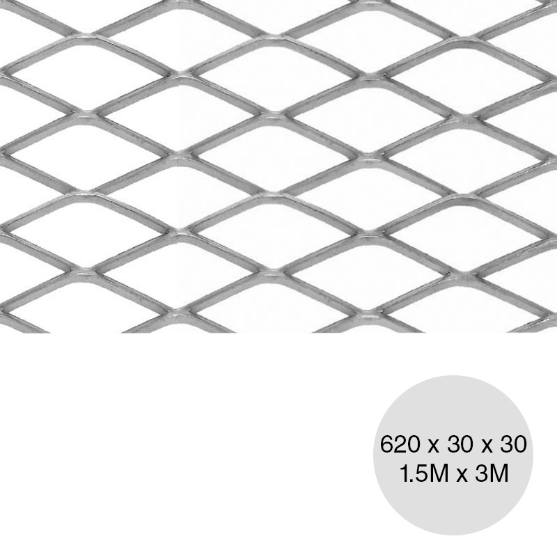 Metal desplegado pesado 620 x 30 x 30 x 5.5kg/m² hoja 1.5m x 3m