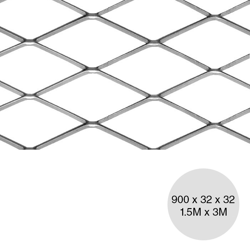 Metal desplegado pesado 900 x 32 x 32 x 4kg/m² hoja 1.5m x 3m