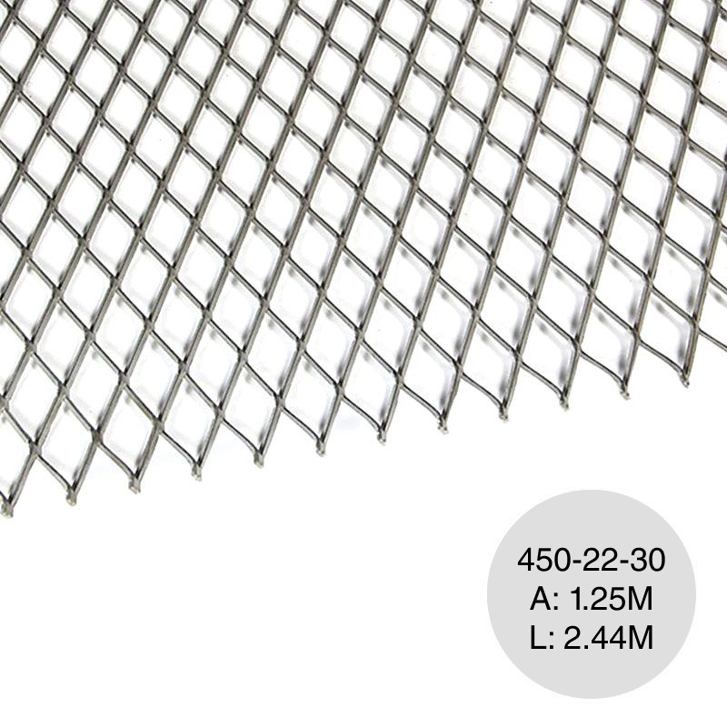 Metal desplegado pesado 450 x 22 x 30 x 4kg/m² hoja 1.25m x 2.44m