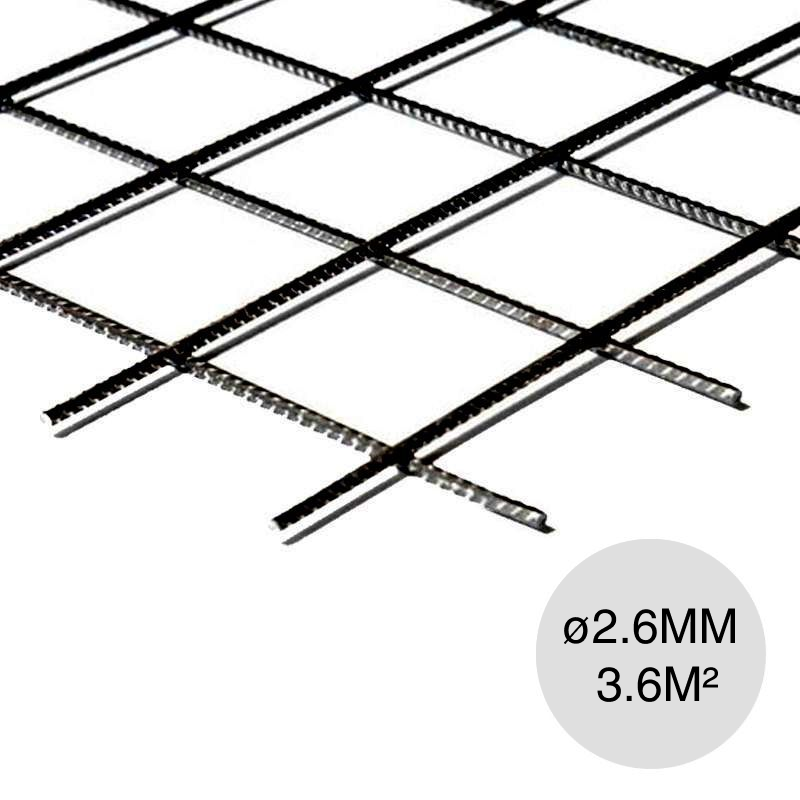 Malla negra electrosoldada ø 2.6mm separación 50mm x 50mm hoja x 1.2m x 3m X 3.6m²