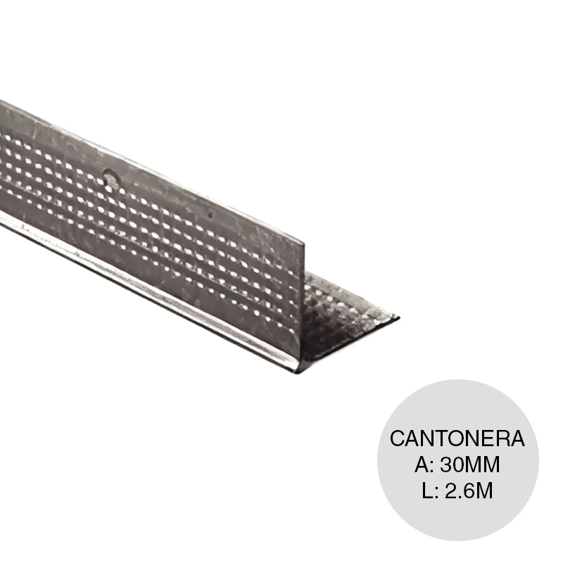 Perfil construccion seco cantonera galvanizado moleteado 30mm x 30mm x 2.6m