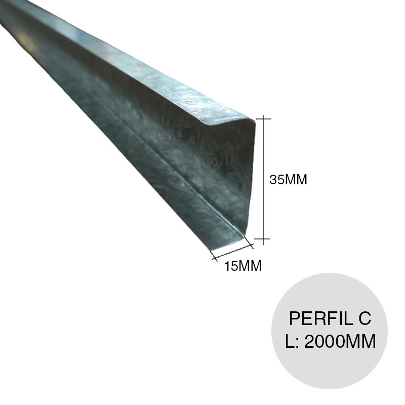 Perfil C acero galvanizado estructuras metalicas 15mm x 35mm x 2m