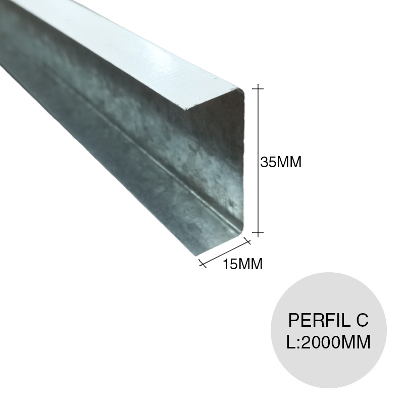 Perfil C acero galvanizado pintado estructuras metalicas 15mm x 35mm x 2m