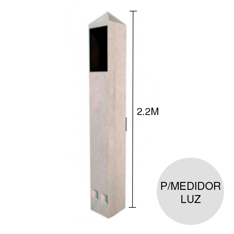 Pilar p/medidor luz hormigon 250mm x 260mm x 2.2m