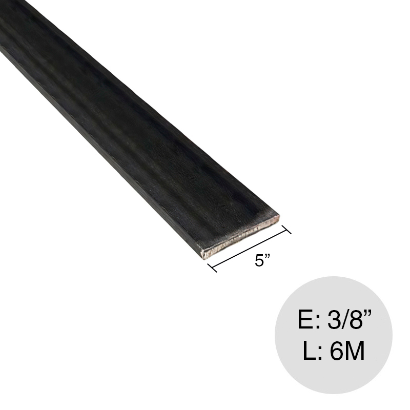 Planchuela lisa herreria acero laminado 5" x 3/8" barra 127mm x 9.5mm x 6m