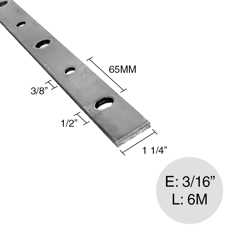 Planchuela&#x20;herreria&#x20;acero&#x20;laminado&#x20;1&#x20;1&#x2F;4&quot;&#x20;x&#x20;3&#x2F;16&quot;&#x20;perforacion&#x20;redonda&#x20;3&#x2F;8&quot;&#x20;y&#x20;1&#x2F;2&quot;&#x20;c&#x2F;65mm&#x20;barra&#x20;31.7mm&#x20;x&#x20;4.8mm&#x20;x&#x20;6m