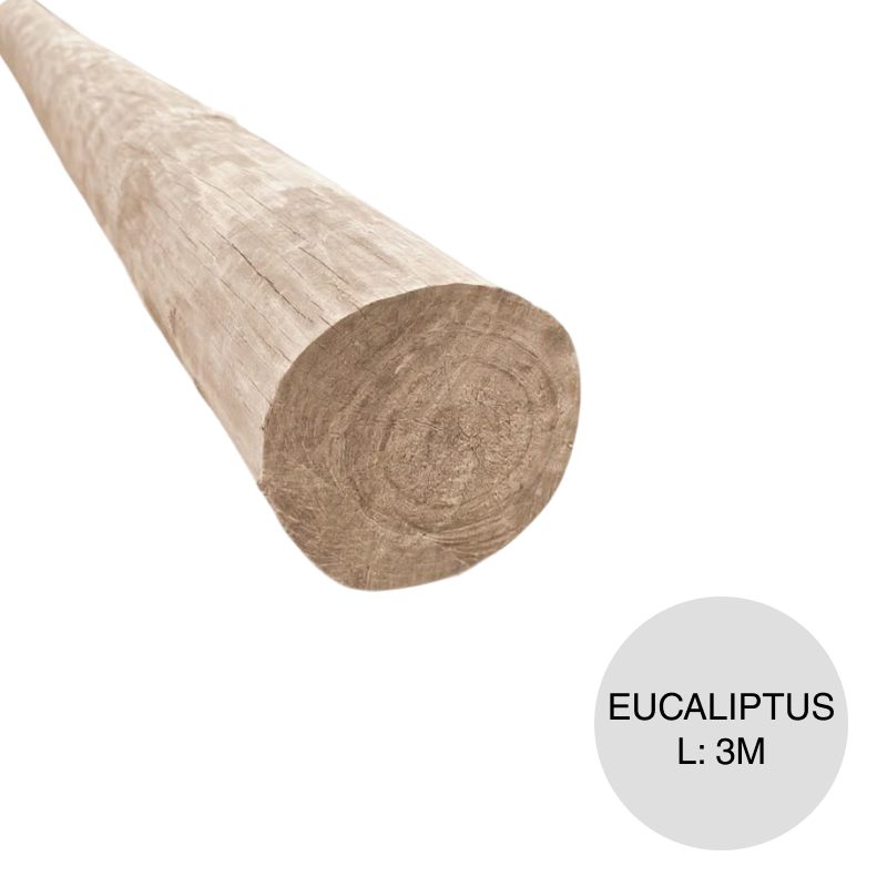 Poste eucaliptus impregnado ø 120mm a ø 150mm x 3m