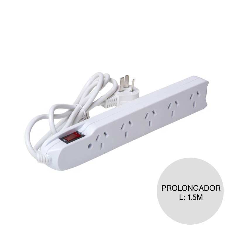 Prolongador multiple 5 tomacorriente c/cable 1.5m